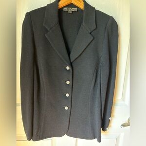 Like-New St. John Classic Black Blazer with Rhinestones Buttons Size 12